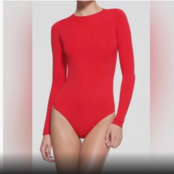 SKIMS Tops - SOLD OUT #423 SKIMS Essential Crew Neck Long Sleeve Bodysuit RARE